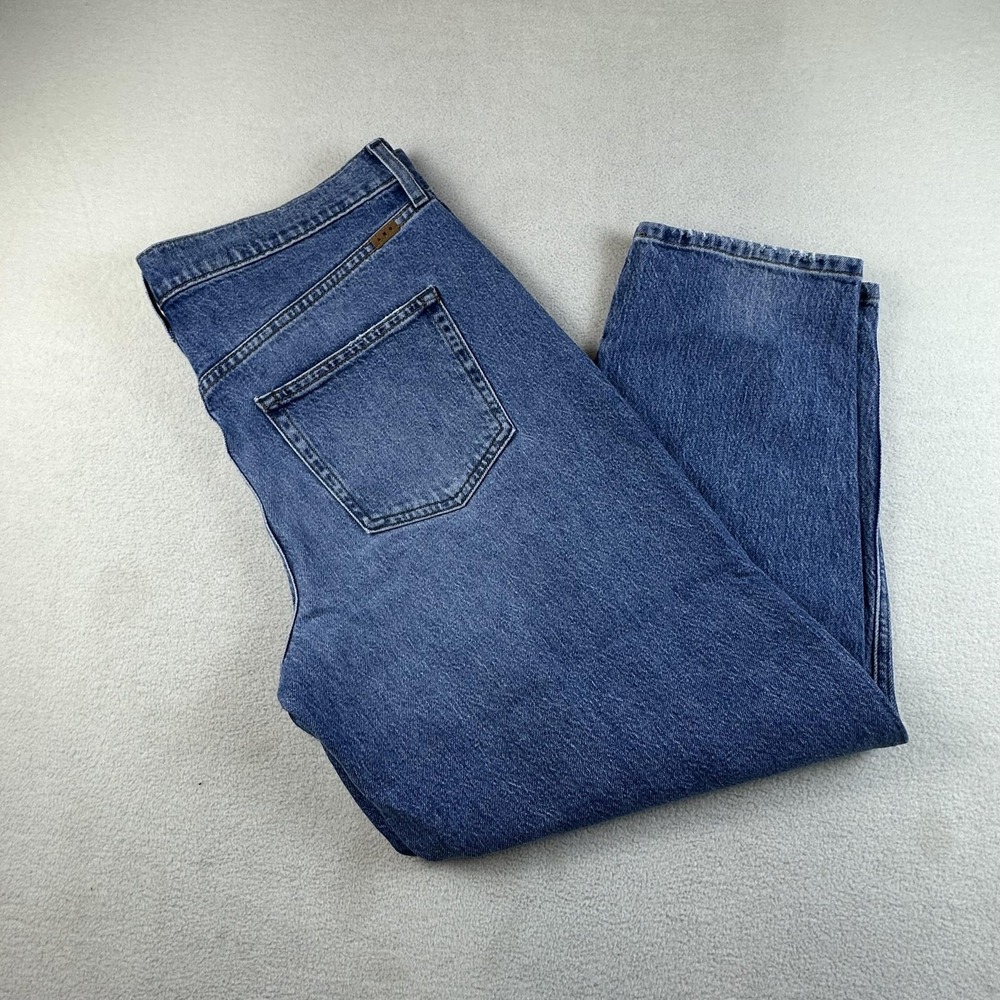 AYR The Beat Drop Jeans Womens 32 Blue Straight Leg Barrel Classic Denim USA